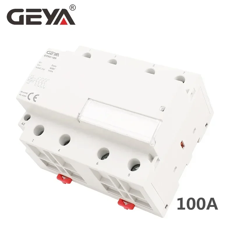 GEYA NEW GYHC 4Phase 100A AC Contactor 220V 230V Din Rail Household Modular Contactor Switch Controller Smart Home Hotel Use