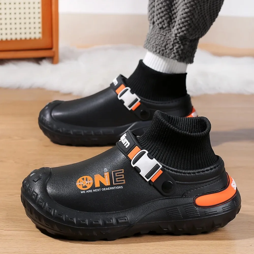 أحذية قطنية رجالية شتاء دافئ نعال قماش في الهواء الطلق داخلي مقاوم للماء أحذية رجالية عادية الشيف النعال الرجال نعال من القطن