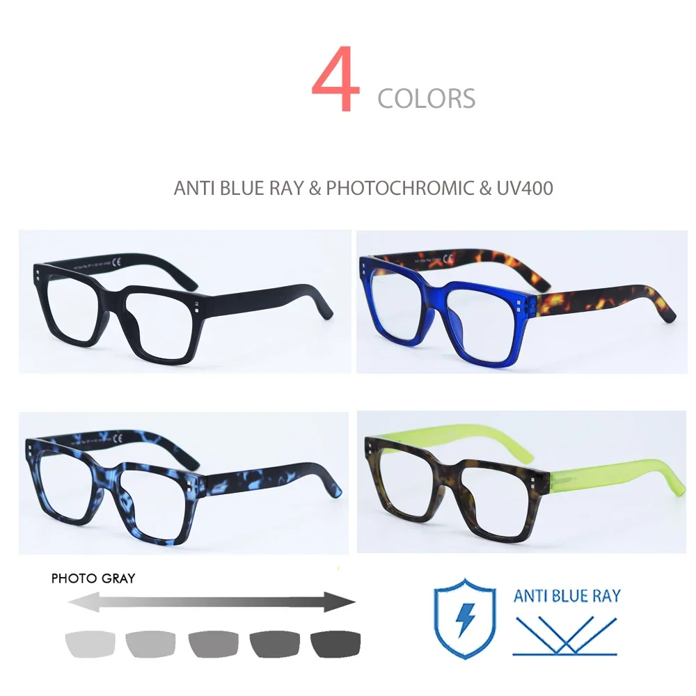 Meeshow-photochromic sunglasses for men square glasses with blue light blocking outdoor UV400 vintage Driving Eyewear Sun 2226