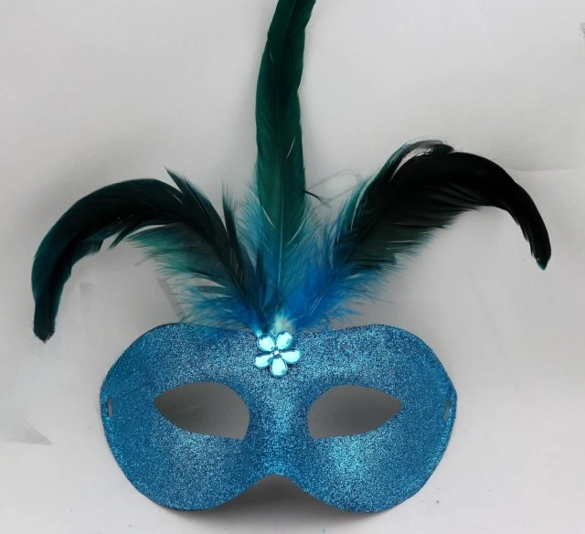 The product can be customized.Italian mask bauta Princess Ball mask with painted corners and beaded feather mask.