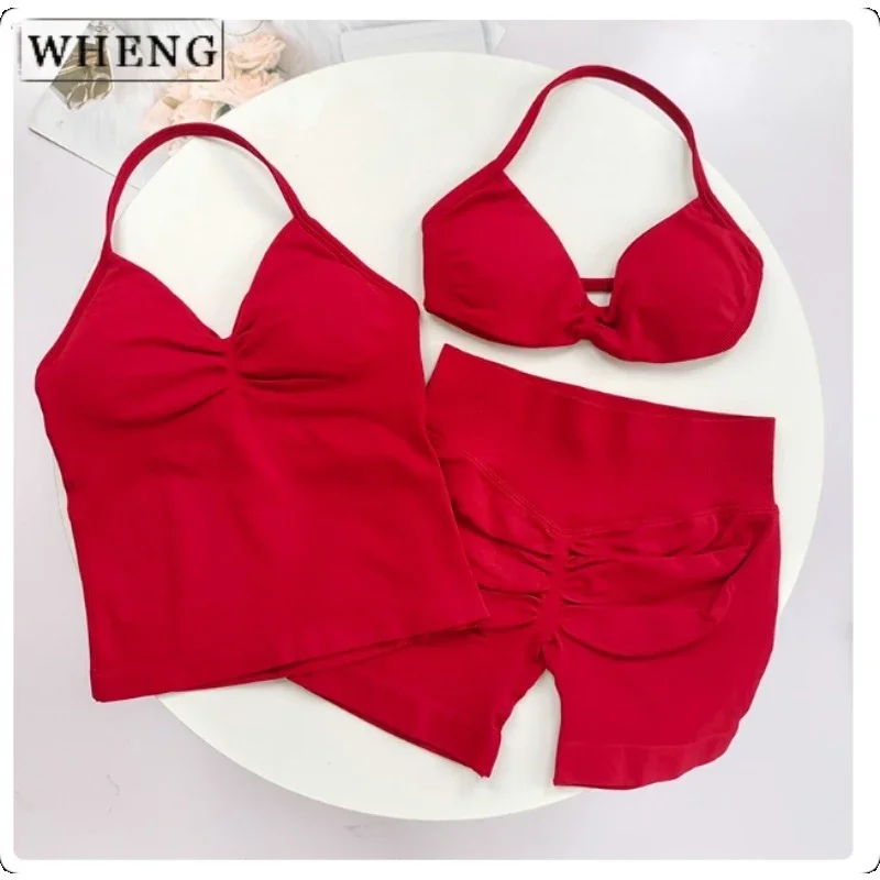 

WHENG2 Pieces Women's Yoga Suit Sexy Seamless Sportswear Backless Sportswear Fitness Suit Fitness Shorts Sports Bra