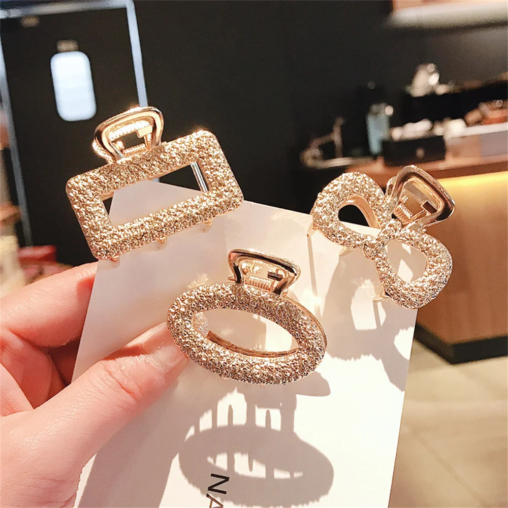 Fashion Crystal Hair Claw Clips Metal Small Claw Clip for Thin Thick Curly Hair Strong Hold Nonslip Hairpin For Women