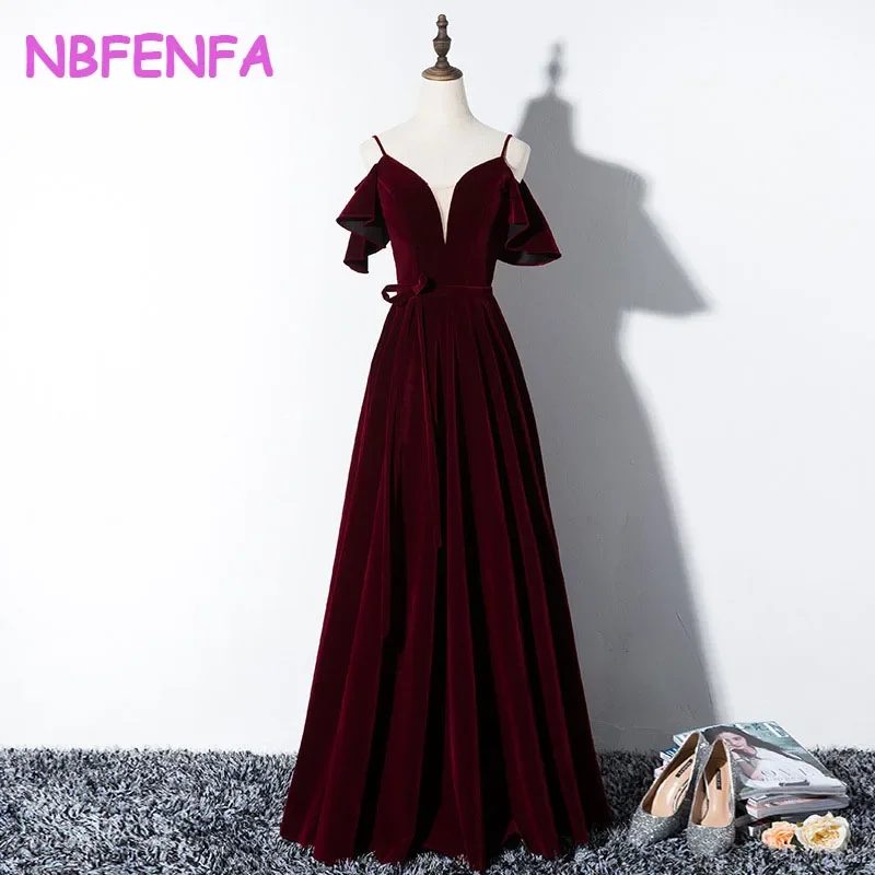 

NBFENFA 2024 New Style Bridal Gowns Sling Slim Sexy V-neck Banquet Dress Evening Dresses Party Dress Vestidos De Noche Elegantes