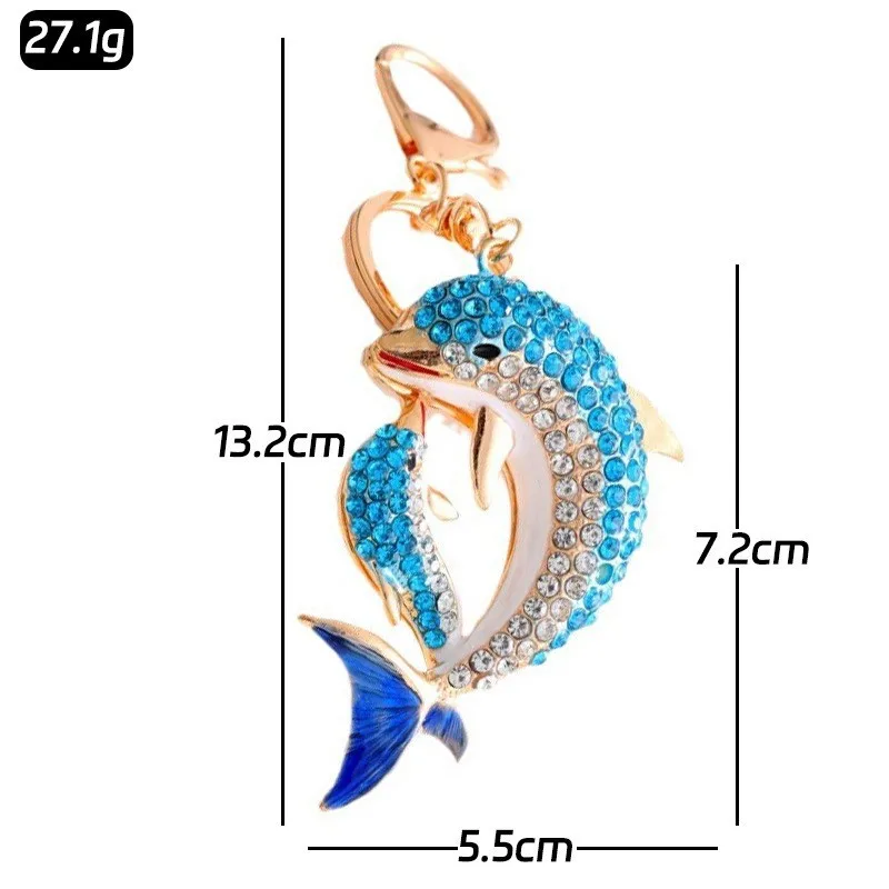 Wholesale 50pcs Dolphin Lobster Keychain Sparkling Crystal Sea Animal Key Ring Fashion Car Bag Pendant Charm for Women Men Gift