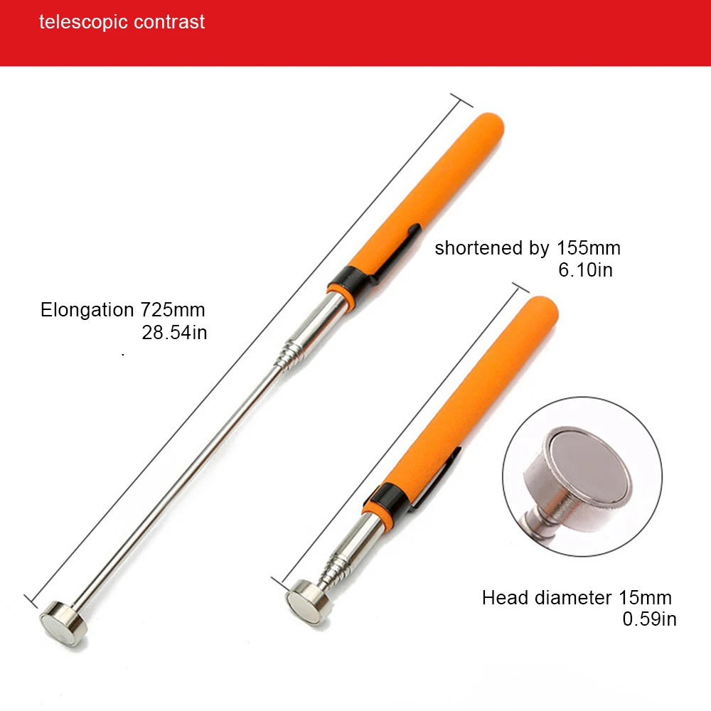 Gaqqee 8Ibs Mini portatile telescopico magnetico Pick Up Tool magnete Stick Grip estensibile penna a lunga portata asta per la raccolta dei dadi