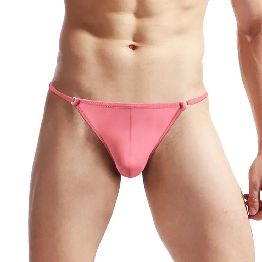 

New Men Semi See Through Ice Silk Enhance Pouch Thong Bikini G-String Minikini Tangas Posing Underpants T-Back Slim Male Thongs