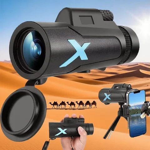 12X50 Magnification Portable Monocular Telescope Powerful Long-Distance HD Field of View for Outdoor Camping Hunting Observation