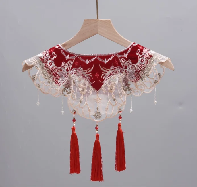 

Red Hanfu Cloud Shoulder Chinese Festive Decoration Fake Collar Shawl
