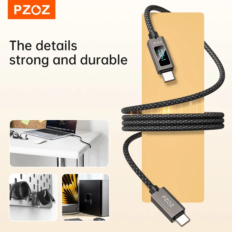 PZOZ Kabel magnetyczny USB-C do USB-C i Lightning do szybkiego ładowania iPhone'a, iPada, MacBooka, organizer na kable do telefonów komórkowych, torba. — zdjęcie produktu 3