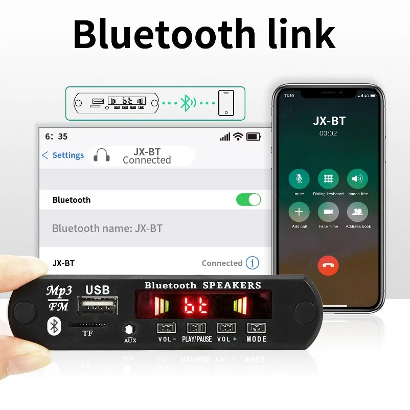 VIKEFON Amplifier Bluetooth 5.0 MP3 WMA APE Decoder Board DC 12V Handsfree Car Audio USB TF FM Radio Mp3 Music Player Speaker image 6