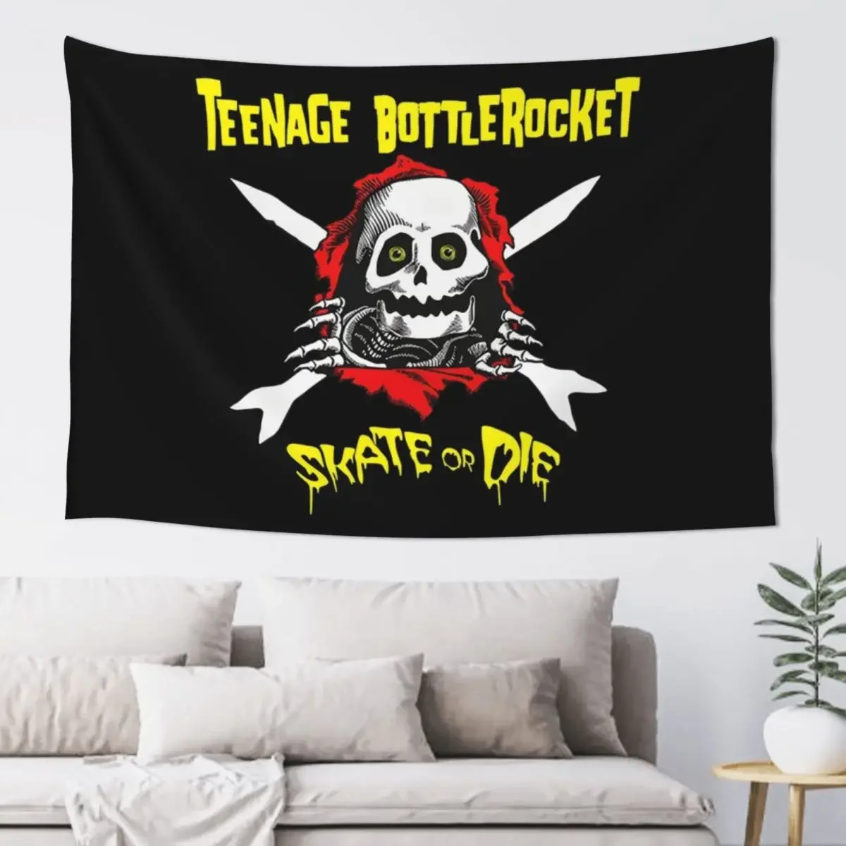 Teenage Bottle Rocket Skate Or Die Tapestry Aesthetic Decoration Bedroom Decor Aesthetic Room Decorator Wall Decor Tapestry