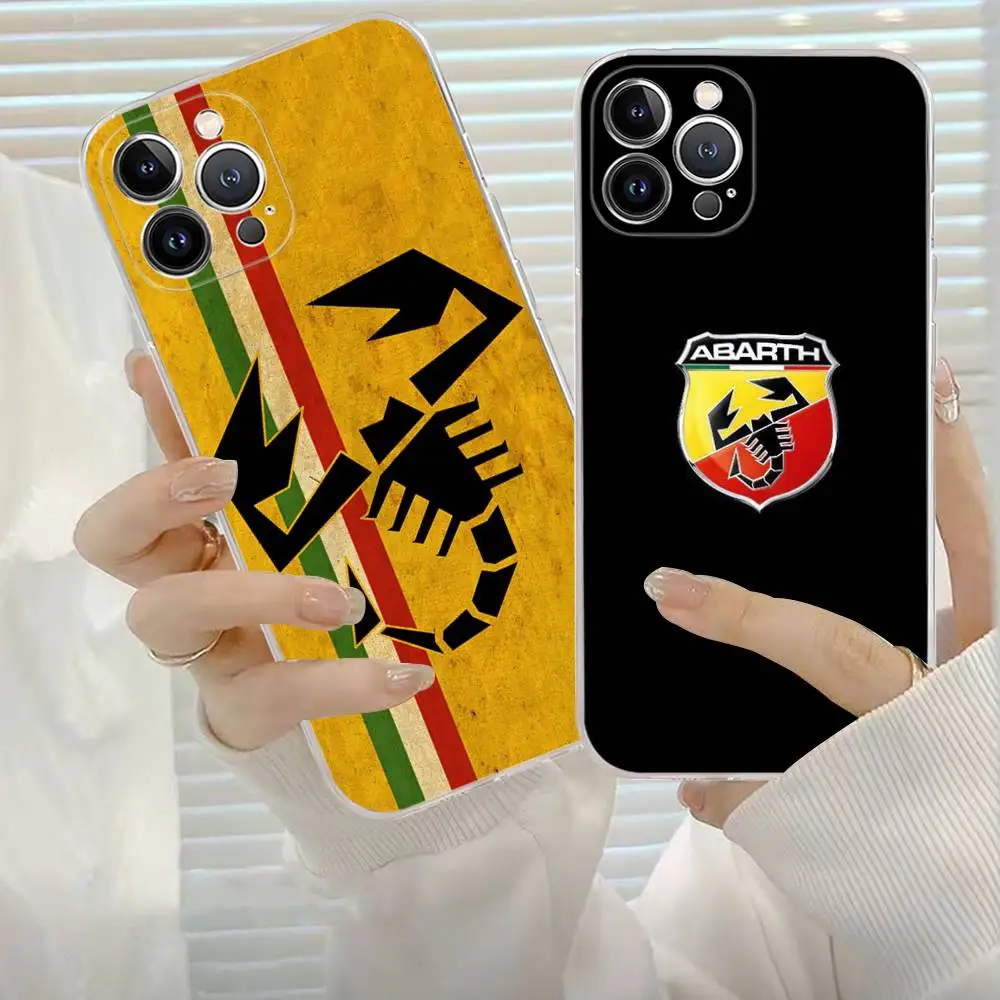 ABARTH Italy Car Transparent Phone Case For IPhone 16 15 14 13 12 11 Pro Max Plus Soft Cover