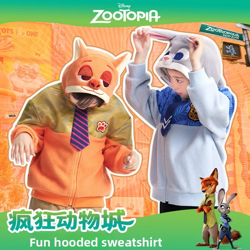 

Disney Zootopia Kids Costume Judy Rabbit Police Officer Hooded Sweater Autumn Nick Fox Jacket