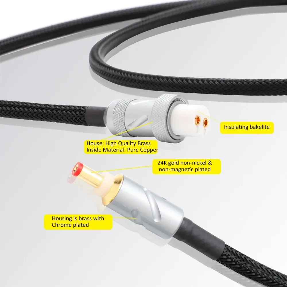 Monosaudio Pure Silver DC Cable GX16 2Pin to 2.5mm Phono Cable DC2.1MM amplifier cable AC/5.5MM DC Linear power supply cable