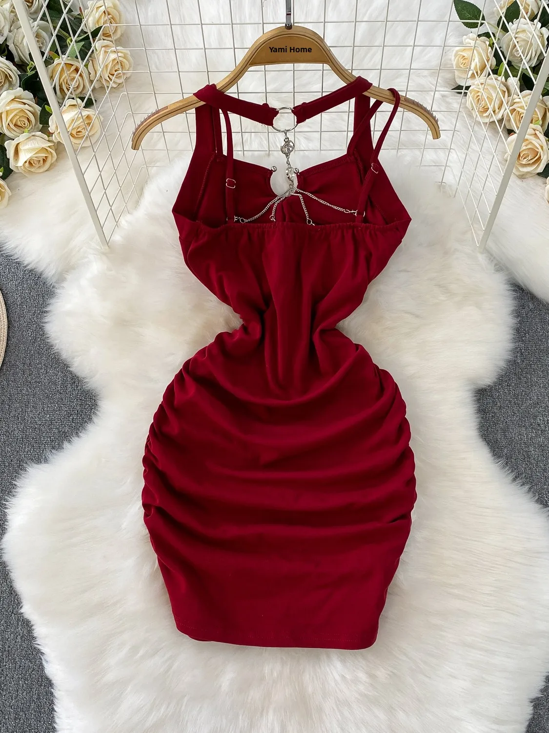 Ele U-Ne Red Dr Damen Sommer Elastisch Plissee Schlankheitsrock Hängender Neline Dr Korean Sle Pendeln