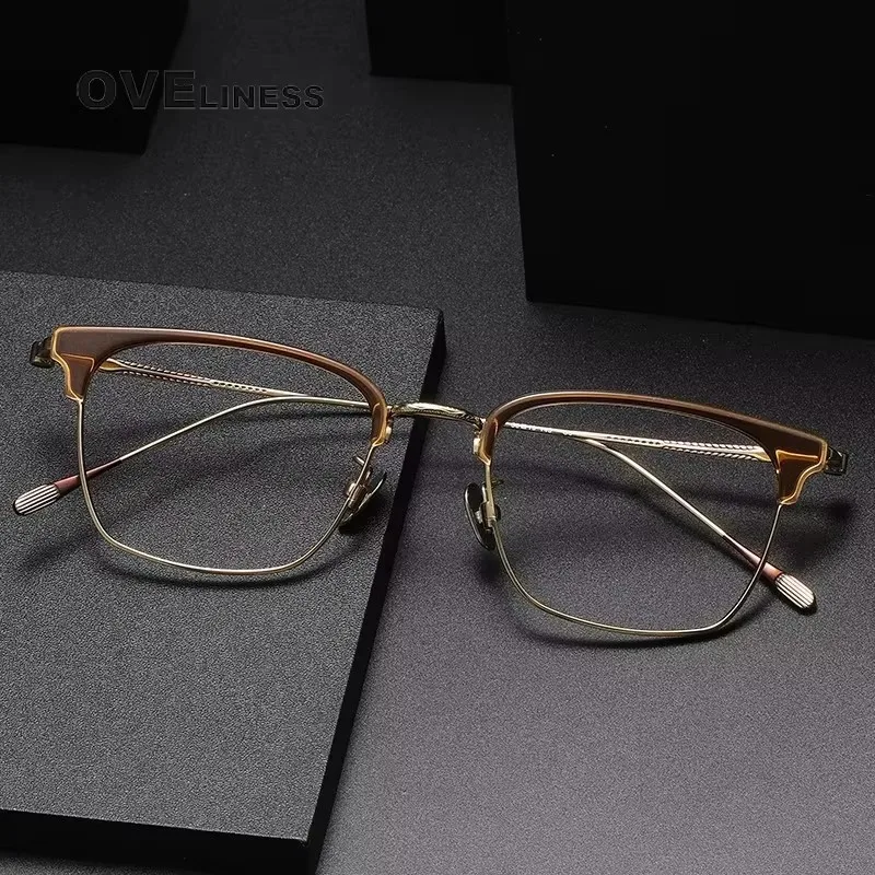 

Acetate Titanium Glasses Frame Men Vintage square Eyeglasses frame Women Spectacles Eyewear
