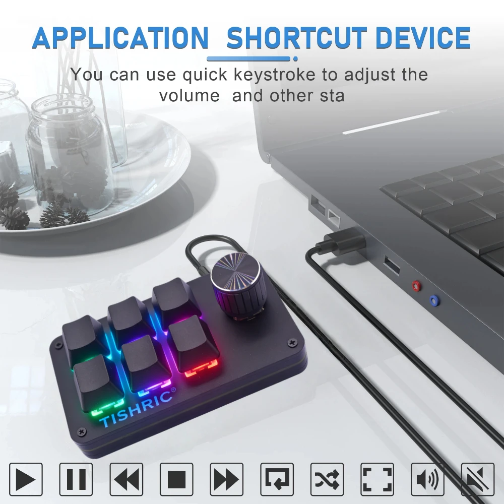 TISHRIC 3/4/6 Keys Mini Macro Mechanical Keyboard DIY Portable Hotswap Keypad USB RGB Gaming Custom Programming For PS Music