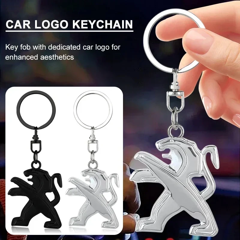 Metal Badge Car Logo Keychain Gift Keyring Key Pendant Accessories For Peugeot 208 3008 308 2008 207 107 508 607 106 406 407 307 view 6