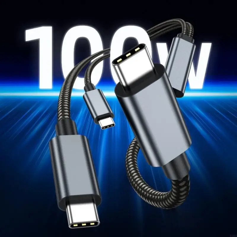 Kabel USB C Dual 100W 2 in 1 Pengisian Data Kecepatan Tinggi Sinkron