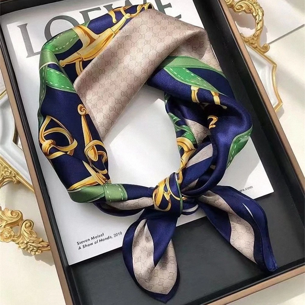 Neckerchief Female Luxury Square Scarf for Women Silk Feeling Shawl Satin Hijab Fashion Wraps Hair Bands Ribbon Headband Bandann