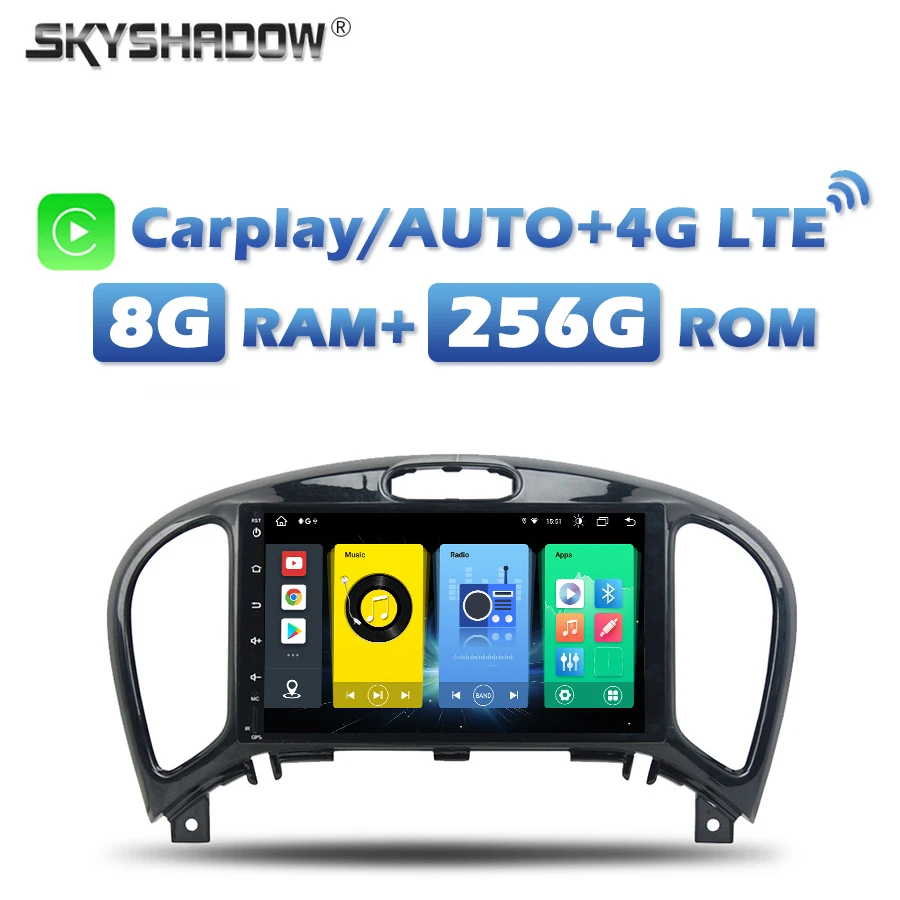 

720P 4G SIM Автомобильный DVD-плеер DSP Carplay Android 13.0 8G + 256G IPS GPS карта RDS Радио Wi-Fi Bluetooth Для Nissan JUKE 2014 2015 2016