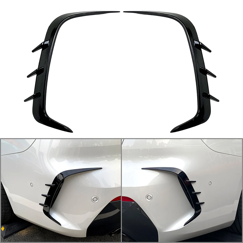 1Pair Glossy Black Exterior Rear Bumper Splitter Canard Air Vent Trim For BMW 4 Series G22 G23 with M Sport Model 2021-2022