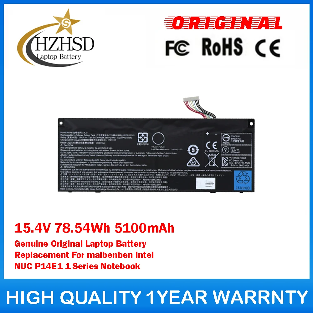 

ICC 15.4V 78.54Wh 5100mAh Genuine Original Laptop Battery Replacement For Maibenben Intel NUC P14E1 1 Series Notebook
