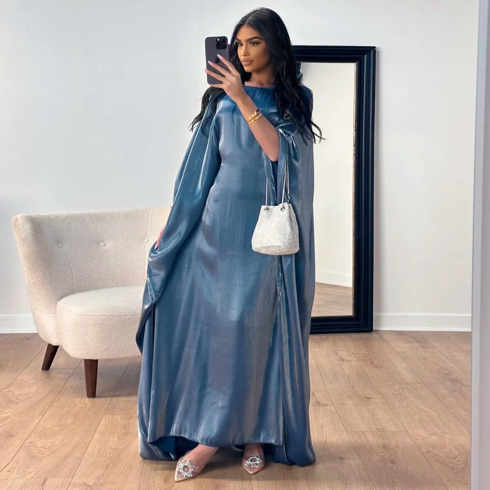 Luxury Muslim Maxi Summer Shiny Ramadan Eid Marocain Robe Batwing Abaya Dubai Kaftan Dress Kebaya Musulmane