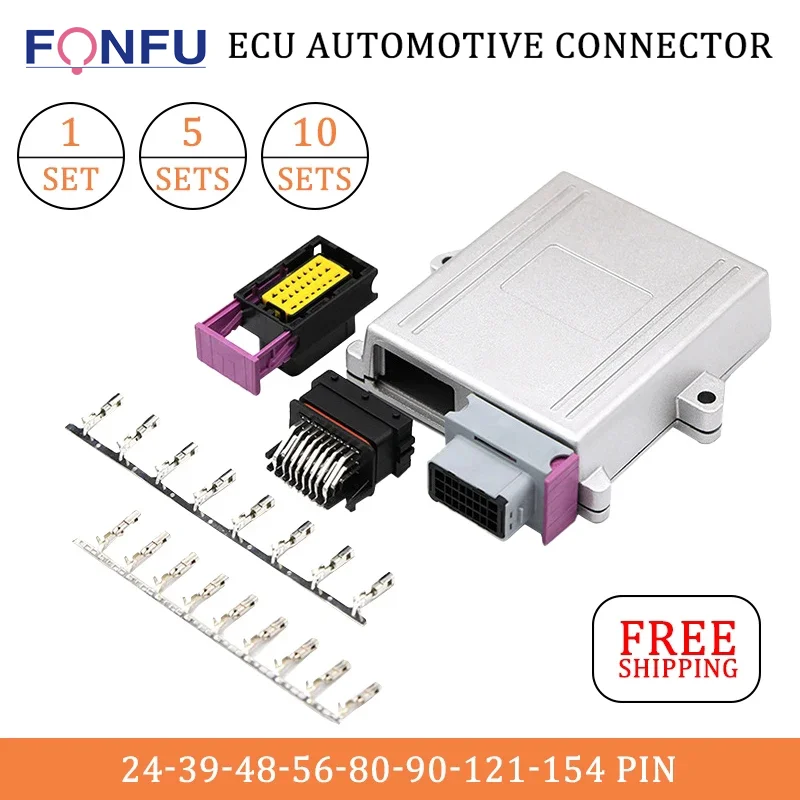 1/5/100Pcs Electronic Car Ecu Computer Modification Control System Waterproof Aluminum Housing Connector 24/39/48/56/121/154 PIN