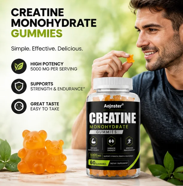 Sports Creatine Monohydrate Gummies, Help Boost Strength & Athletic Performance, Muscle Support Chewable Supplement, 60 Pieces