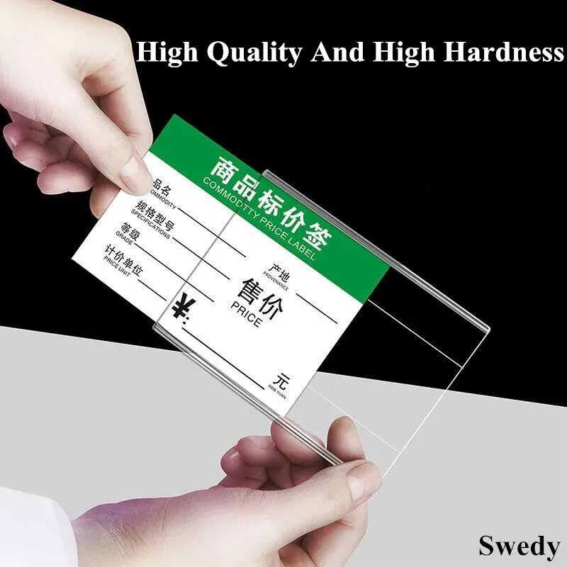 10 Buah 60X90Mm Stick Clear Plastic Acrylic Sign Label Holder Display Stand Mini Paper Holder Tag Price Sign Frame