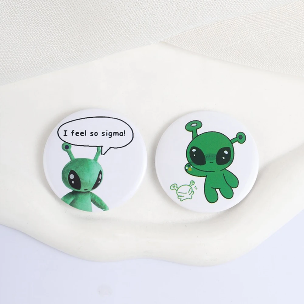 Cute Alien Enamel Pins Gothic I Feel So Sigma! Metal Brooches Fashion Lapel Badge Backpack Clothes Jewelry Gift for Friends