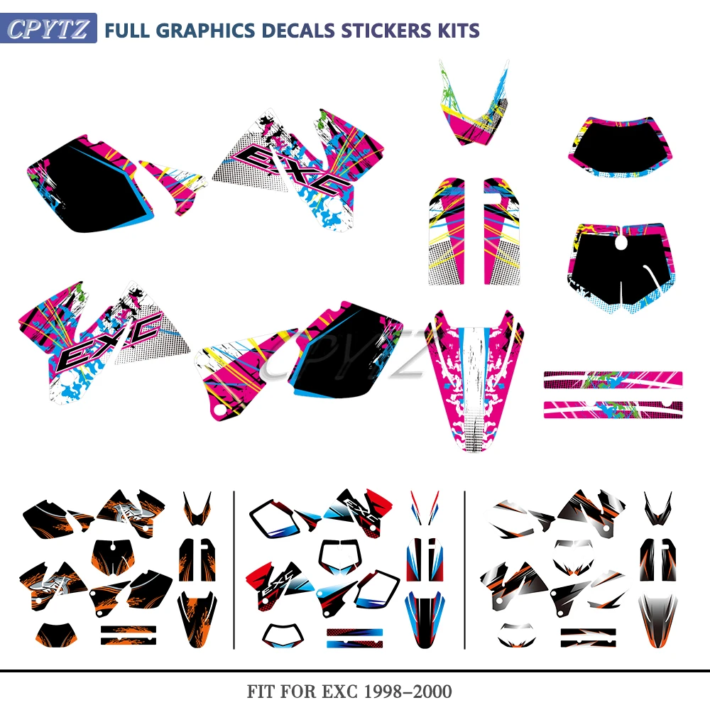 

NEW Background Decal Team Graphic Kit Motorcycle Sticker fit For 125 200 250 300 380 400 EXC 1998 1999 2000