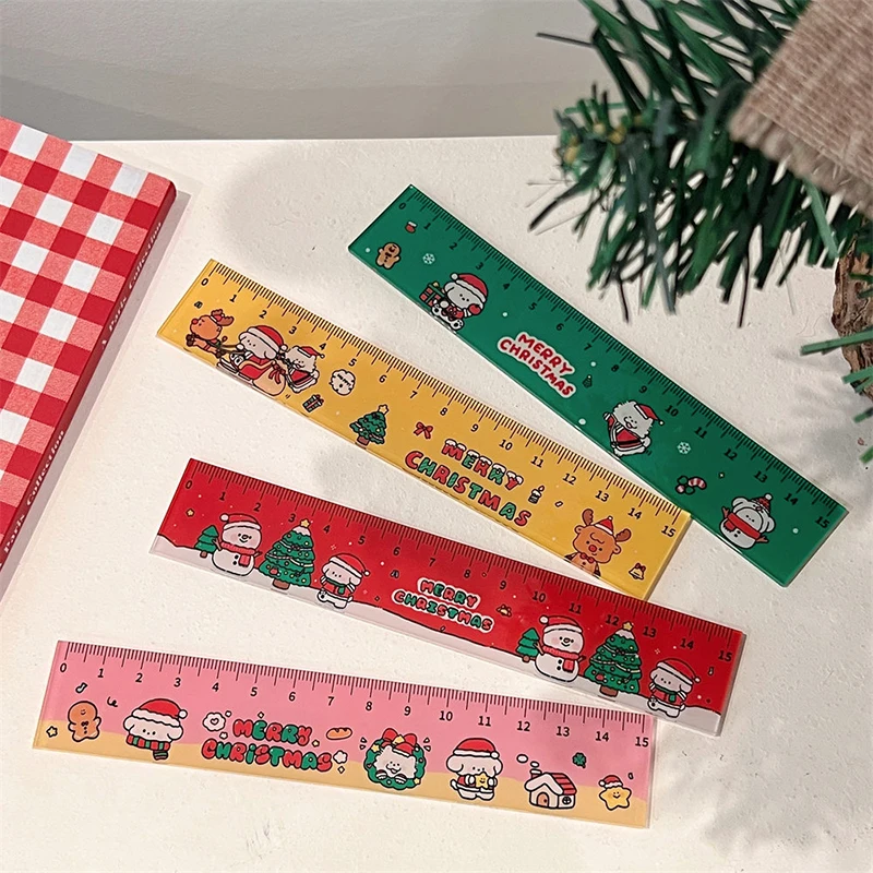 15cm Cartoon Christmas Magnetic Ruler Kawaii Stationery Rulers Student Soft Design Ruler Set of Drafting Rules SchoolSupplies