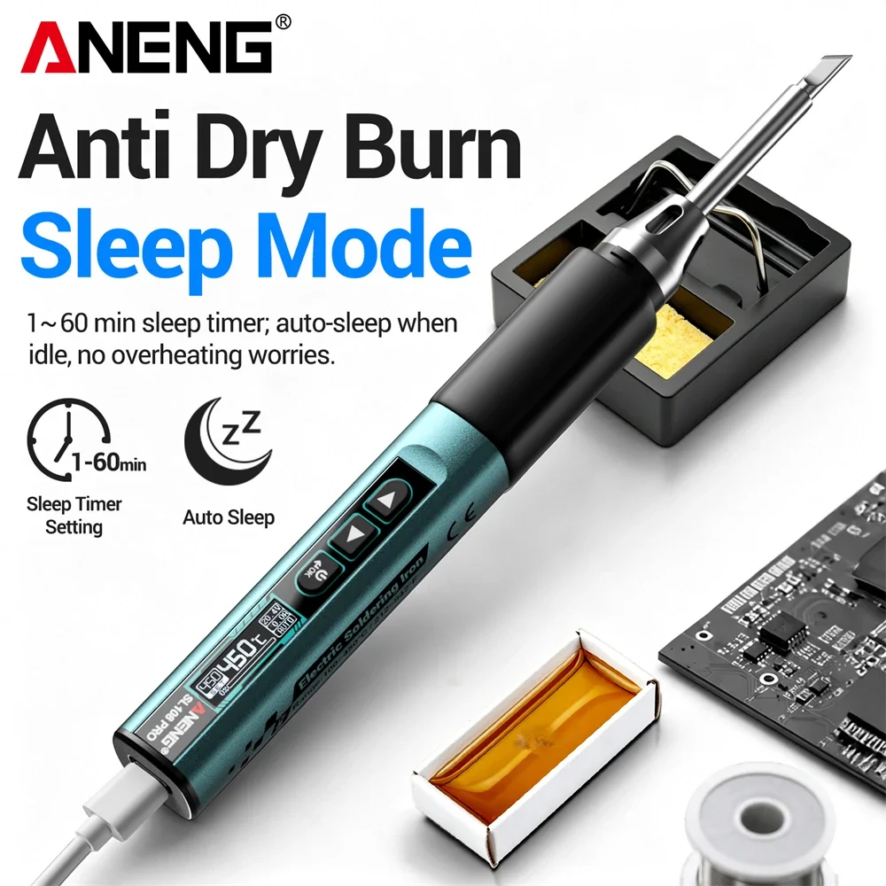 100W High Power Electric Soldering Iron Rechargeable 100~450°C Digital Display ANENG SL108 PRO T12 Soldering Tips Repair Tools