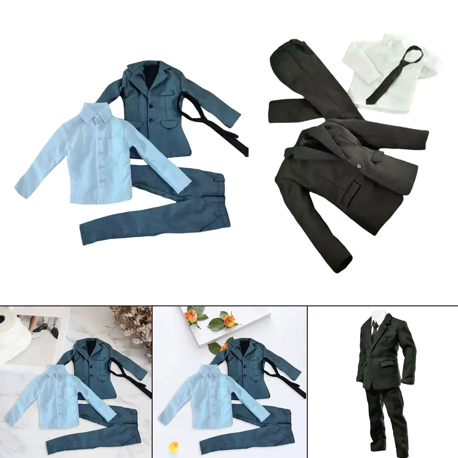 

1/6 Scale Male Figure Doll Clothes Coat Pants Shirt with Tie Dolls Dress up Costume Outfit for 12inch Male Figures Accessories