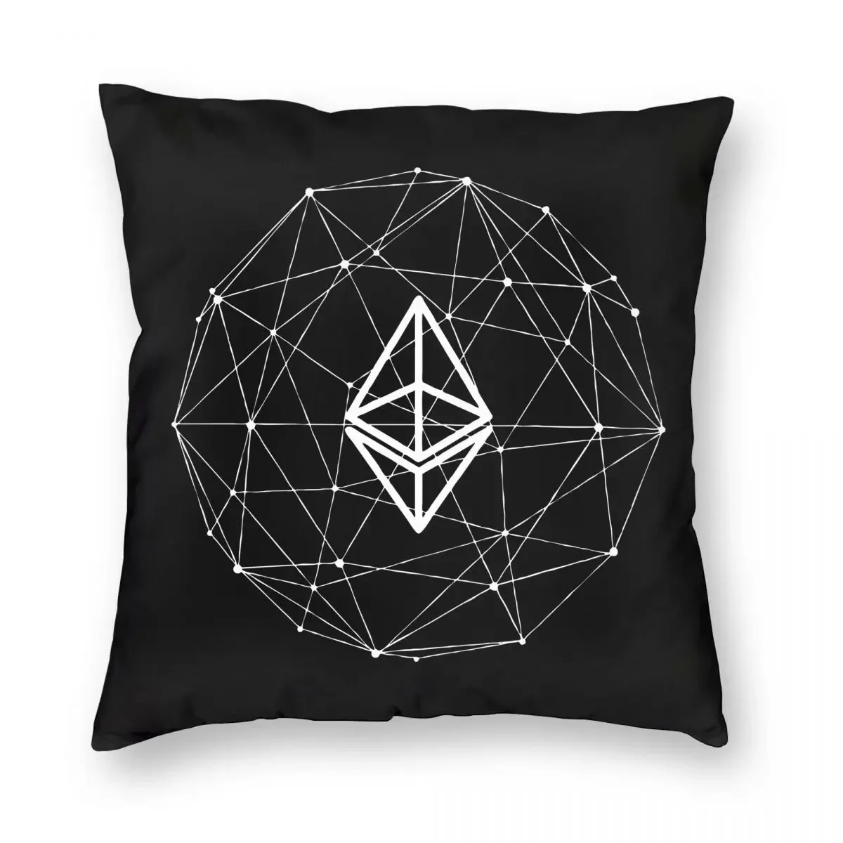 Ethereum Logo Decentralized Crypto Pillowcase Printed Polyester Cushion Cover Decorations Bitcoin Pillow Case Cover Square 18''