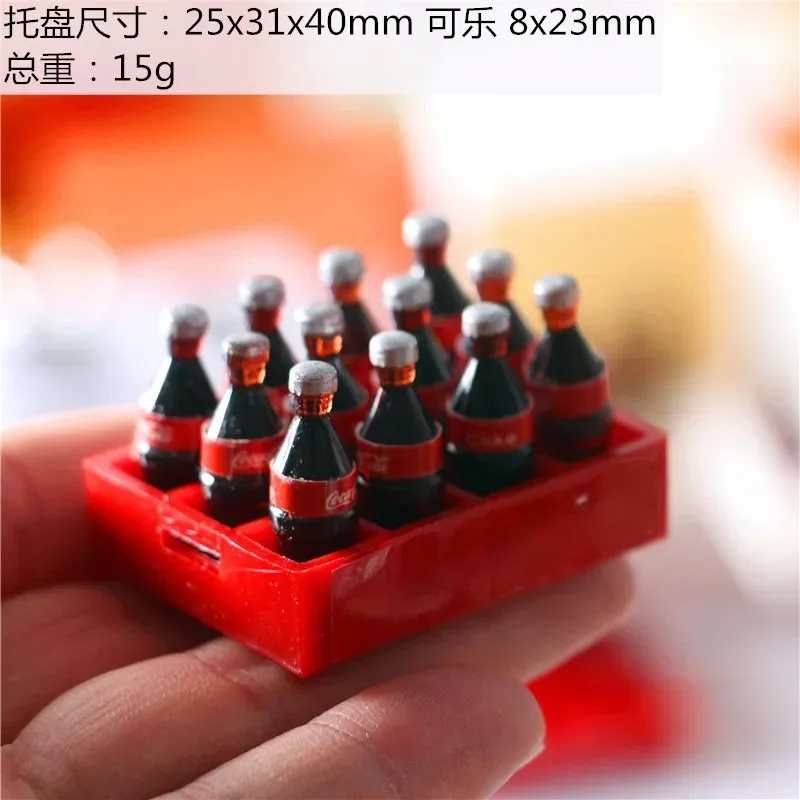 12Pcs/Set 1:12 Or 1:16 DollHouse Miniature Coke Bottles Drinks Mini Cola Basket Tray Model Kits Kitchen Food Play Scene Decor