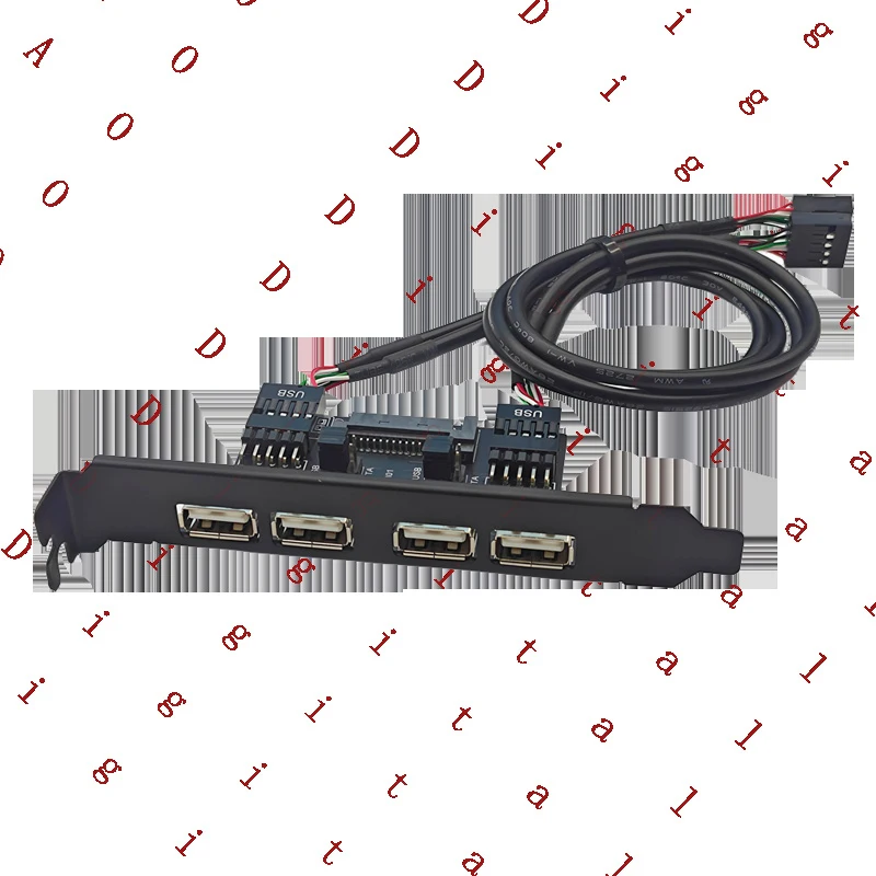 Cable de panel trasero para computadora de escritorio RN, USB 2.0, 9 pines, extensión de 2 puertos, 4 entradas, cable de panel de chasis reforzado con puerto de alimentación