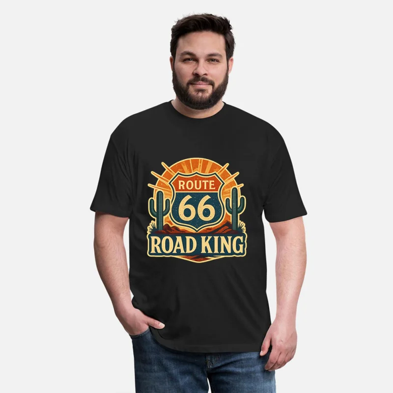 

Road King Route Gift t shirt The Mother Road Route 66 US highway Graphic clothes 100% cotton printed Tee All size Tops S-6XL