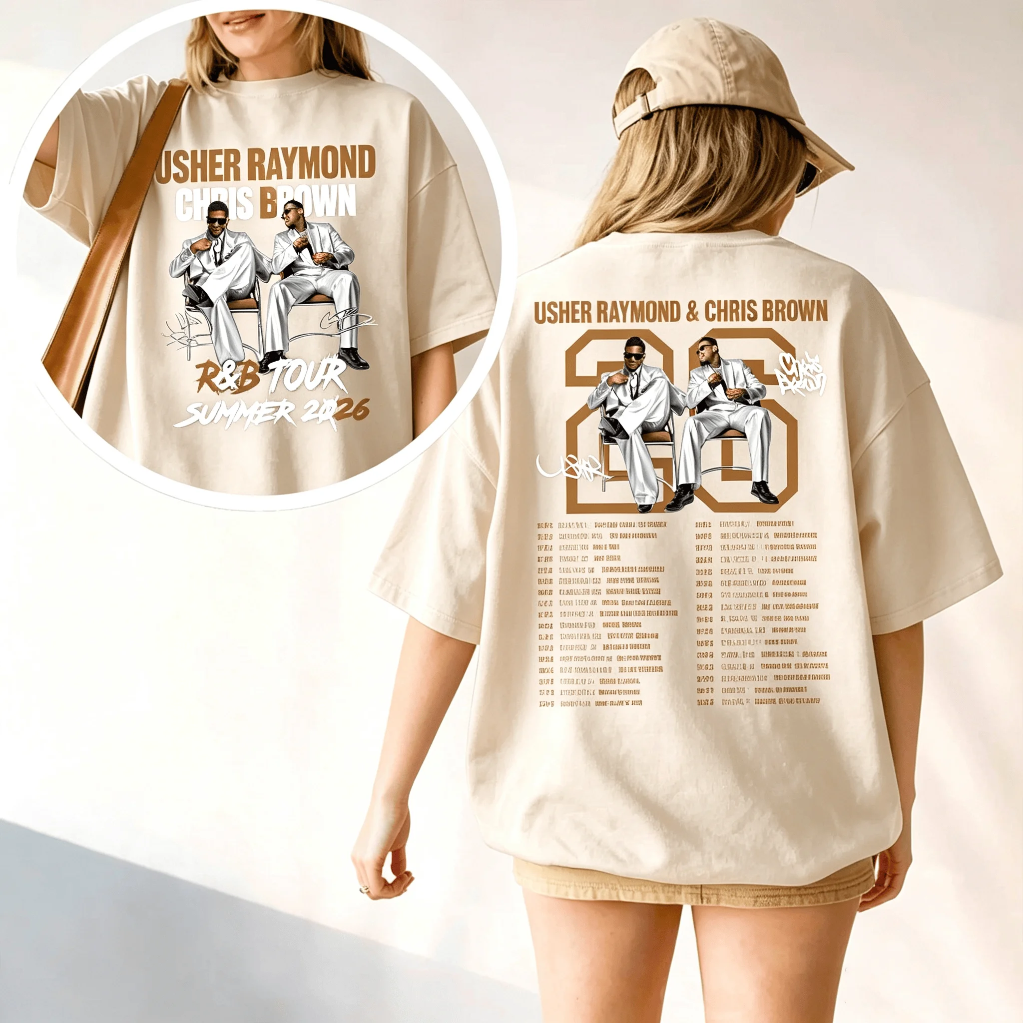 Usher Raymond X Chris Brown T-Shirt Raymond & Brown Konzert-Shirt 2026 Sommer Neu Herren Damen Baumwoll-T-Shirt Streetwear Y2K – Detail 3
