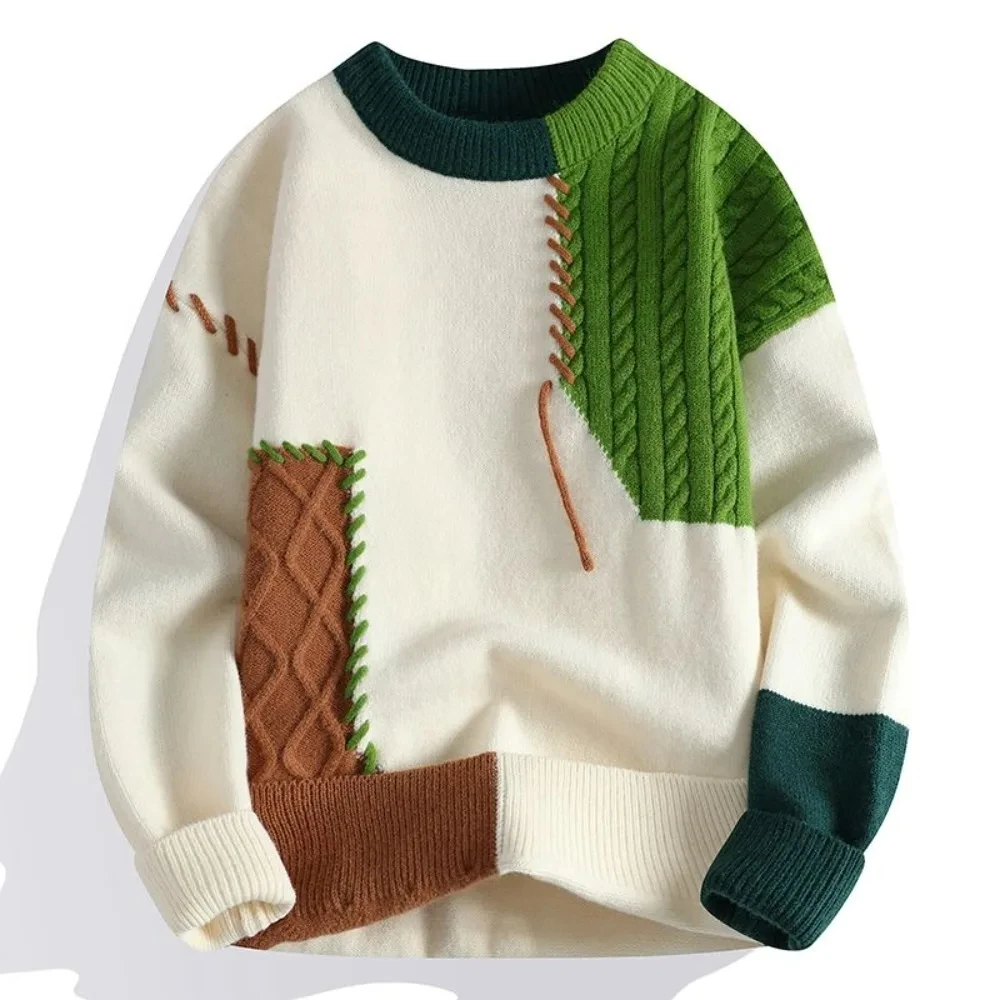 Warme Dikke Heren Gebreide Trui Nieuw In Fleeced Koreaanse Mode Vintage Pullovers Mannelijke Top Hoge Kwaliteit Esthetische Stijl Y 2K Gebreide Kleding