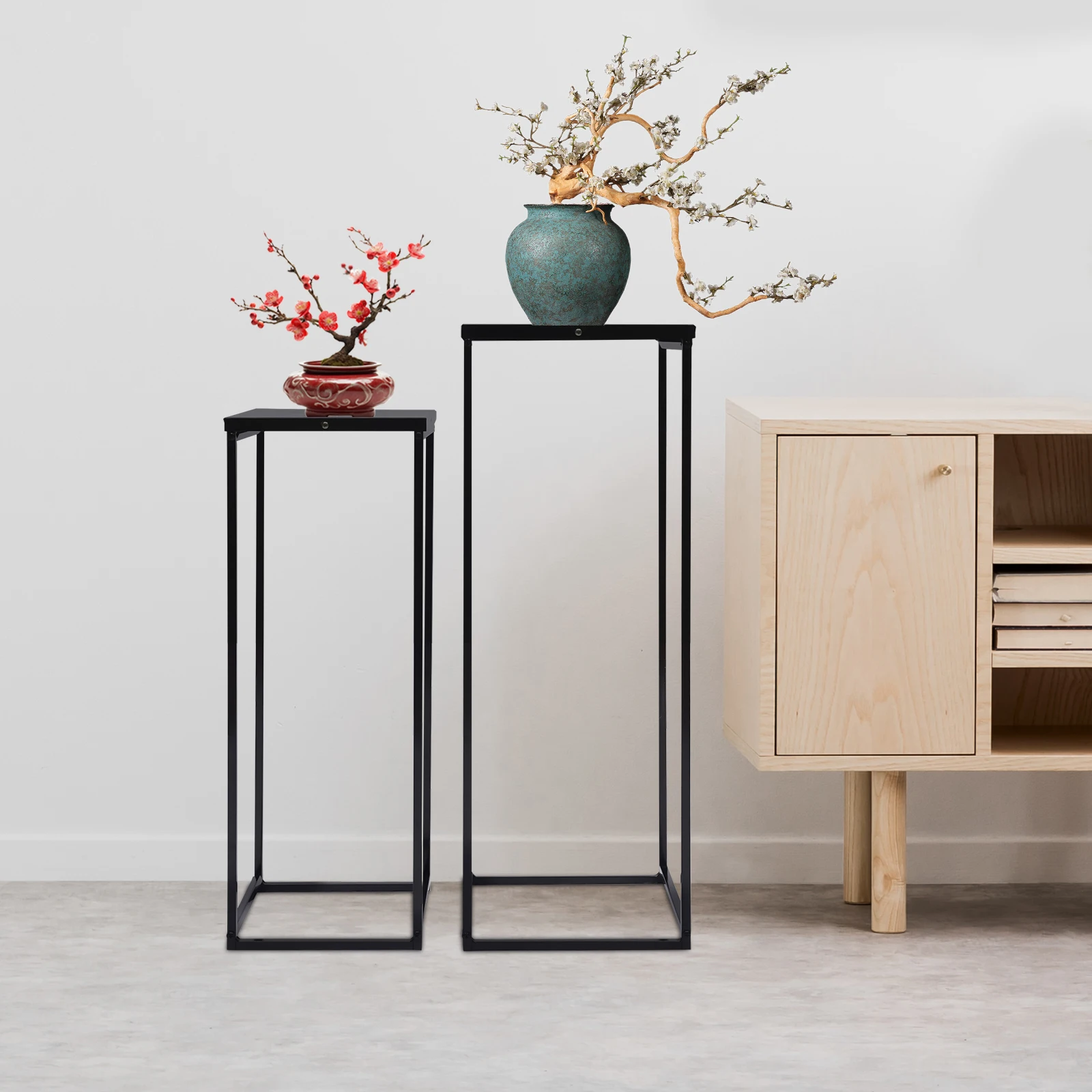 Набор из 2 предметов, черная стойка для цветов, домашний светильник, роскошная железная стойка для цветочных горшков, домашняя гостиная, напольная декоративная стойка для хранения