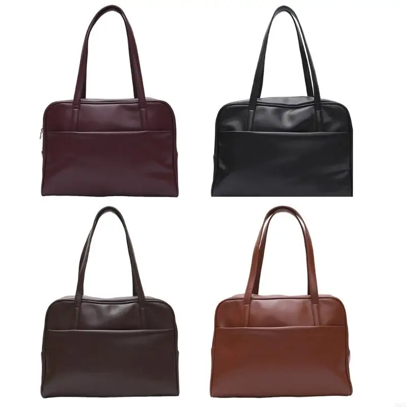 

M6CC Stylish Black JK Uniform Shoulder Bag PU Leather Handbag Student Underarm Purse for Unique And Trendy Looks