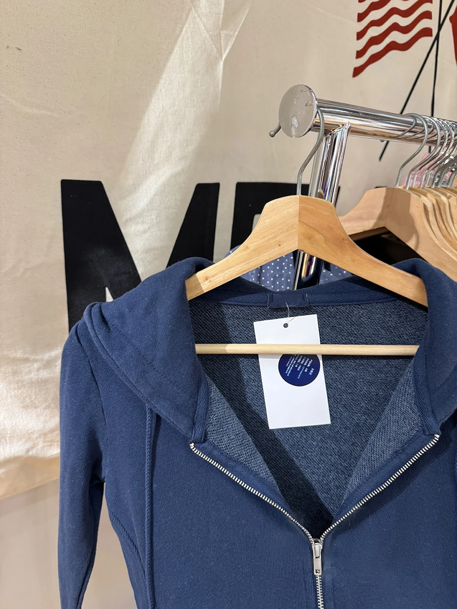 

Navy Pocket Slim Zip-up Hoodies Women Autumn Long Sleeve Zipper Short Sport Jackets Preppy Style Vintage Casual Sweatshirts