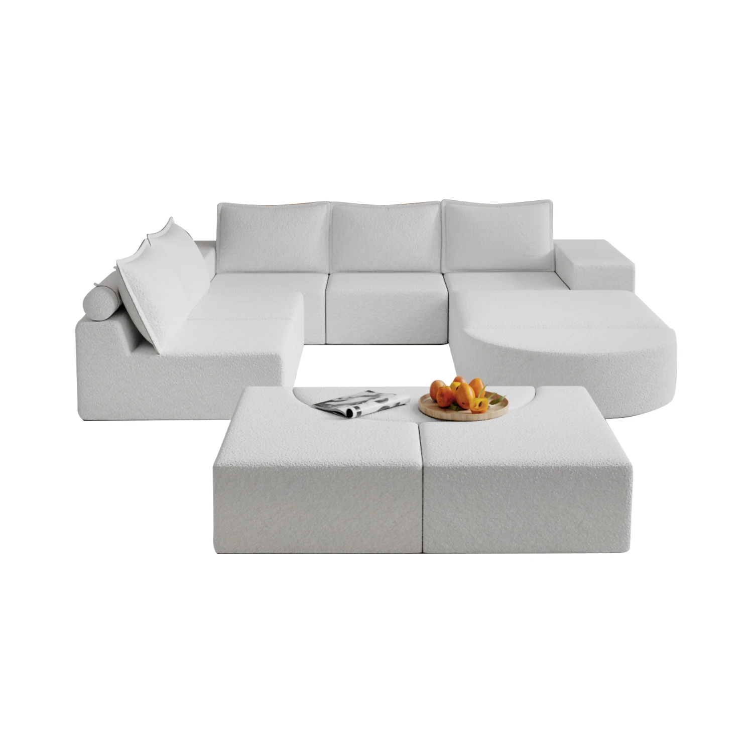 Top Tier Luxury Compressed Movable U-Shaped Sofa Bed Portable Packaging Volume Small Fluffy Sofa Combination for Waiting Area