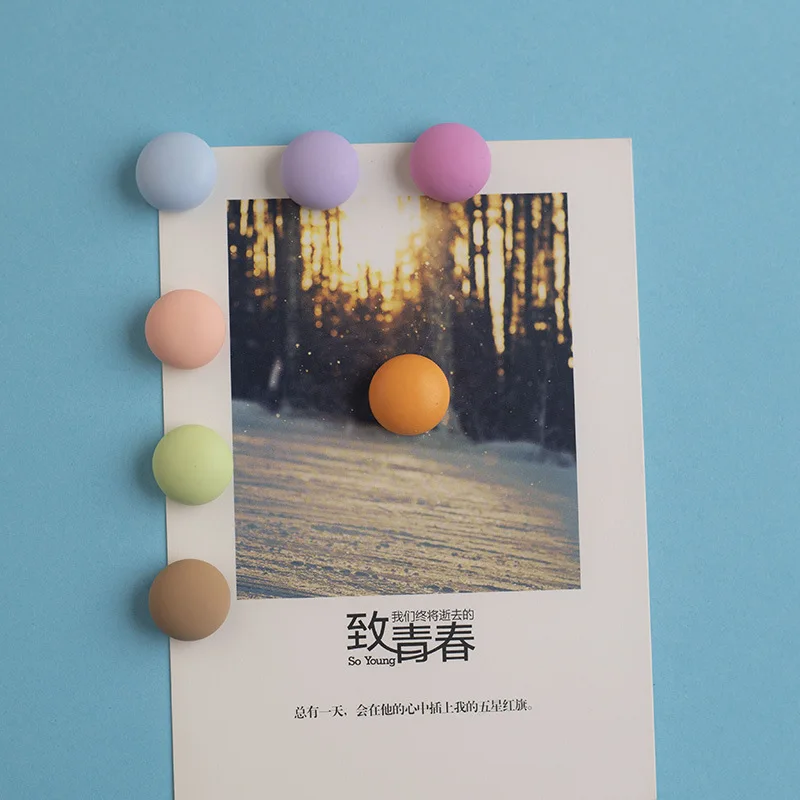 Cute Round Matte Fridge Magnets Solid Color Mini Magnetic Push Pins Photo Note Holder Whiteboard Memo Fix Home Office Ornament