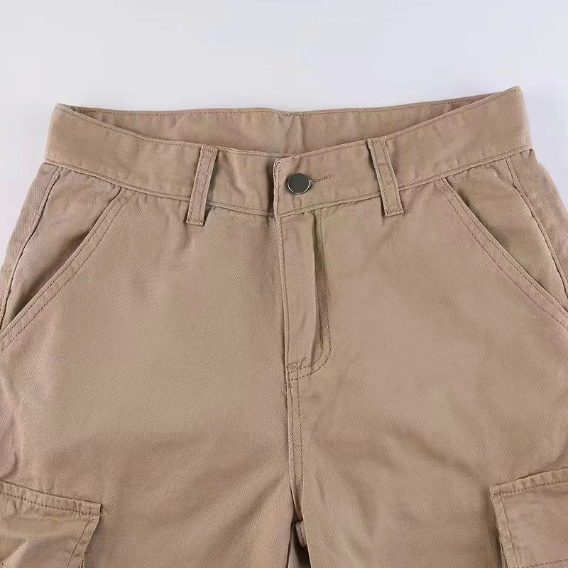 Pantalones Cargo Vintage de los años 90 para mujer, Vaqueros holgados con múltiples bolsillos, pantalones vaqueros rectos Y2k de pierna ancha de cintura alta, pantalones de calle Mom Hip Hop