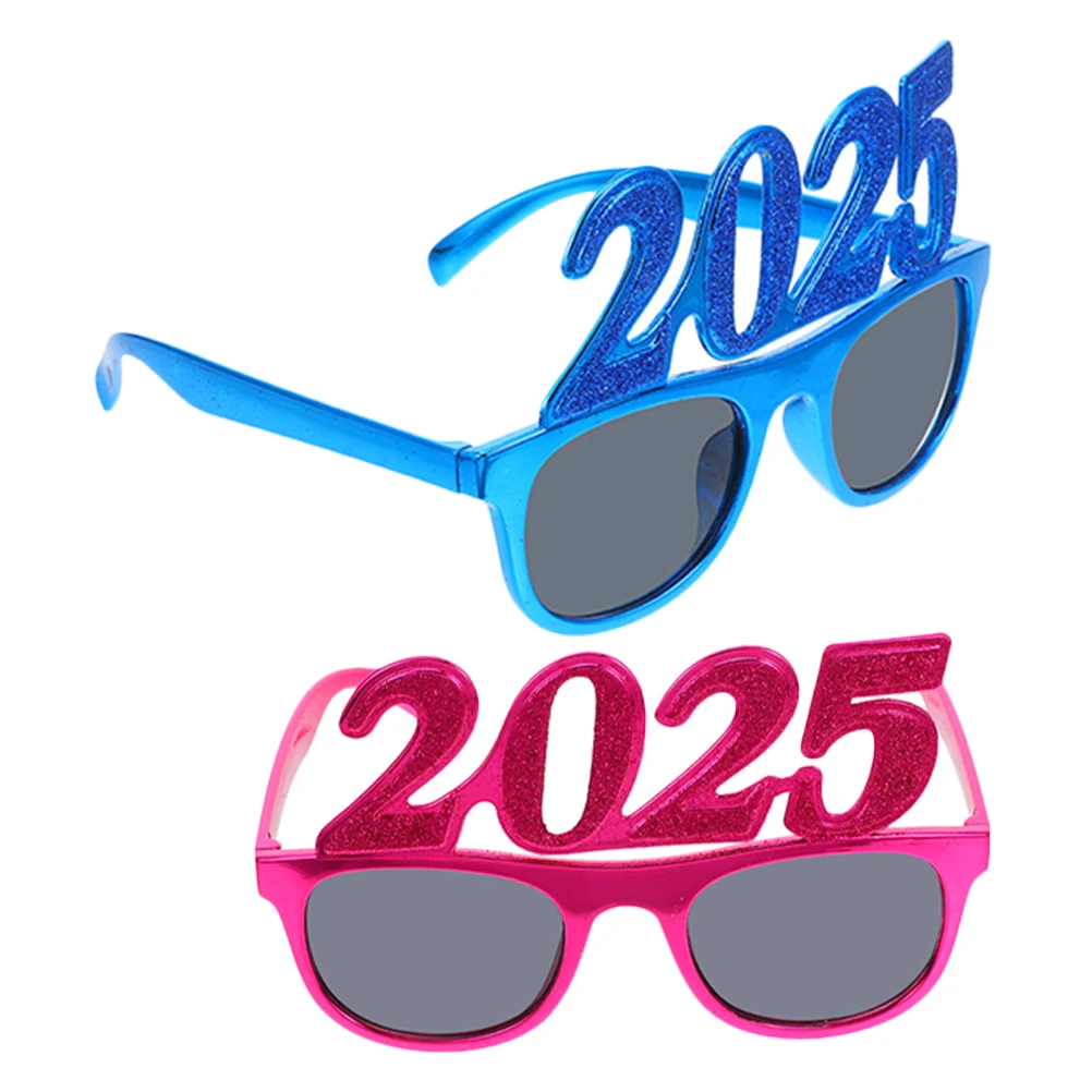 

2Pcs 2025 New Year Eyeglasses Sparkling Party Photo Props Fun Dancing Eyewear Party Supplies New Years Glasses