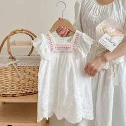 Girls Casual Dresses Floral Embroidery Lace Sleeveless Dress Flower Girl Dresses for Weddings Kids Clothes 2 To 7 Years